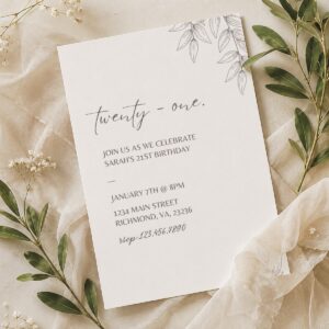 Elegant Minimalist Floral Birthday Invitation