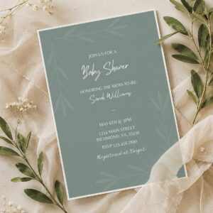 Sage Green Baby Shower Invitation