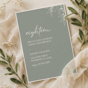 Sage Green Floral Birthday Invitation