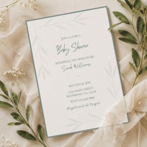Sage Green Minimalist Baby Shower Invitation